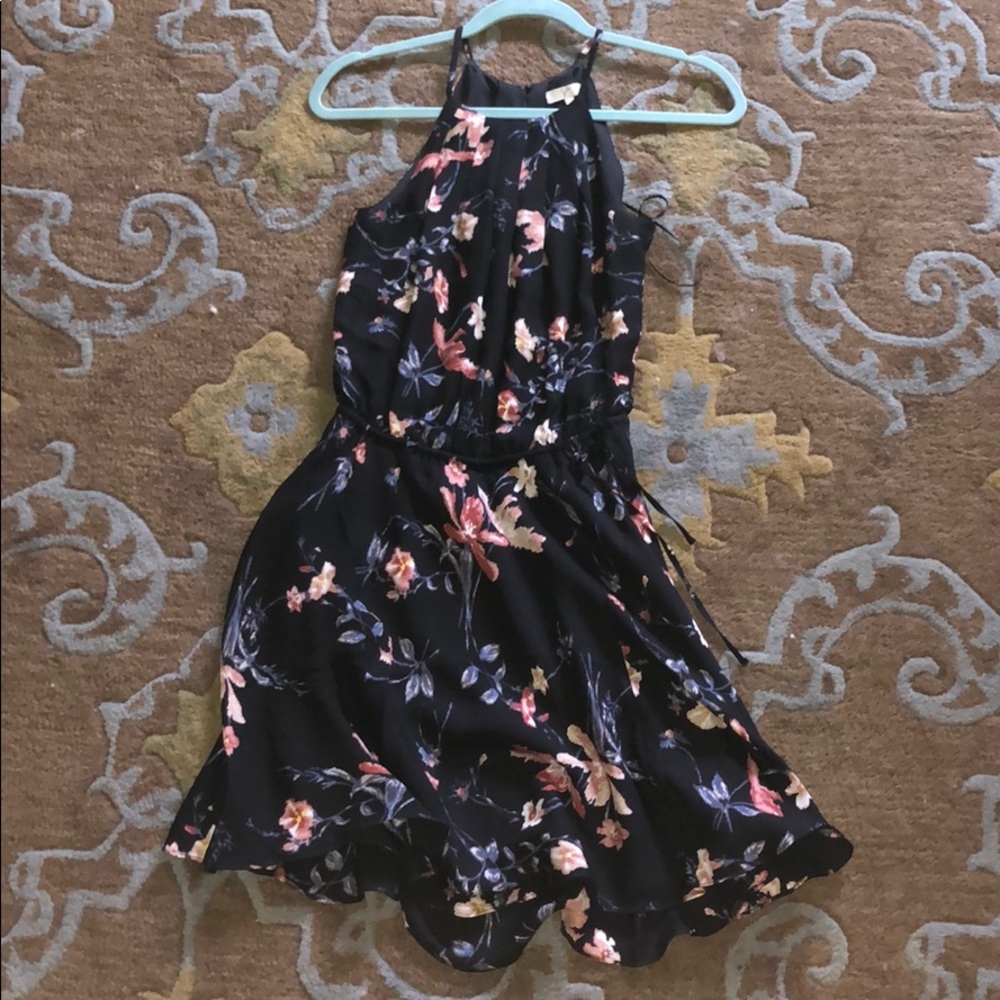 High neck floral dress